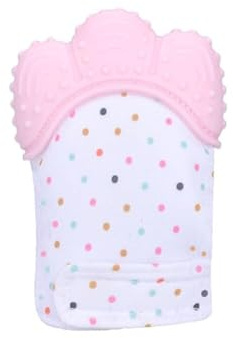 Baby Beißhandschuhe,2 Stück Handschuhe Beißring Spielzeug,Beruhigen Sie wundes Zahnfleisch, Stimulierung Zahnen Handschuhe für 0-6 Monate Baby-Rosa