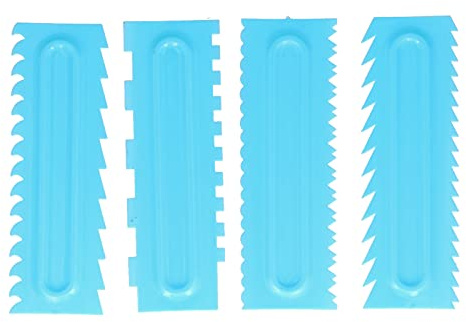 Lot de 4 peignes de décoration de gâteaux de qualité supérieure, glaçage, lisseur, grattoir à crème, outils de fondant pour boulangers professionnels et boulangers amateurs,