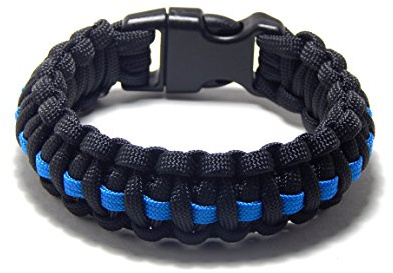 Paracord Survival Bracelet Black Thin Blue Line Police