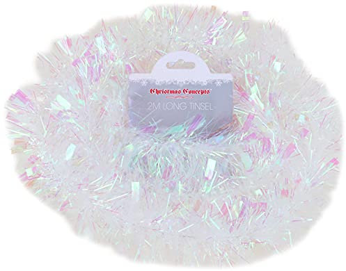 Christmas Concepts® 2 Metre Chunky/Fine Christmas Tinsel - Christmas Decoration Tinsel (Iridescent)
