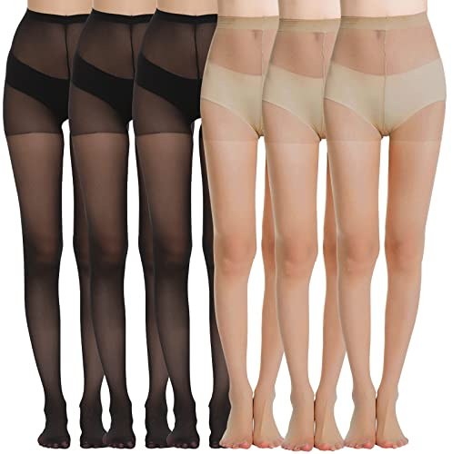 MANZI Women's Everyday Energy Silk Sheer Soft Tights 20 Denier 3 Black,3 Natural Nude S