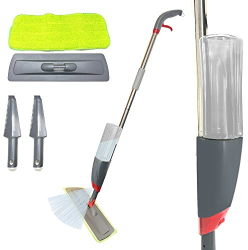 Mop a spruzzo d'acqua in microfibra per la pulizia del pavimento, piastrelle, marmo. Mop antipolvere a 360 gradi con funzione spray incorporata in microfibra, senza gocce (1 mocio spray acqua)