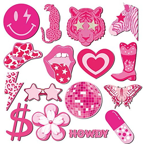 Zhanmai 16 Pcs Pink Preppy Refrigerator Magnets Locker Accessories for Women Decorative Pink Magnets for Fridge Home Kitchen Office Whiteboard Car Cruise Door Decor Decals