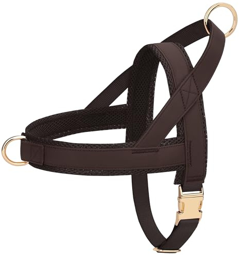 PET ARTIST No Pull Dog Harness, Soft Padded PU Leather Step in Dog Harness with Quick Release Metal Buckle, Adjustable Quick Fit Pet Strap Vest Harnesses for Medium Dogs Walking Training,Chest 26-31
