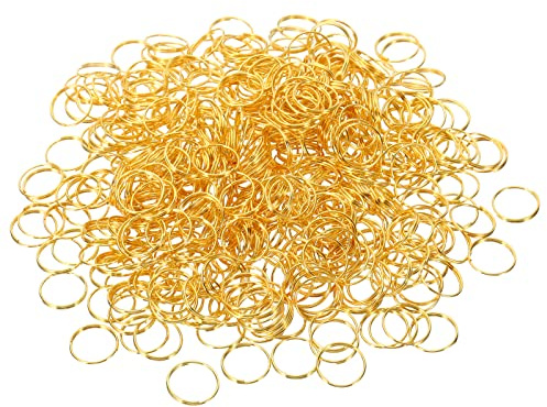 PATIKIL Mini Split Rings, 500 Pack 11mm/0.4 OD Split Circular Ring Stainless Steel Clip Ring for Fastening Chandelier Crystal Lamp Accessories, Golden