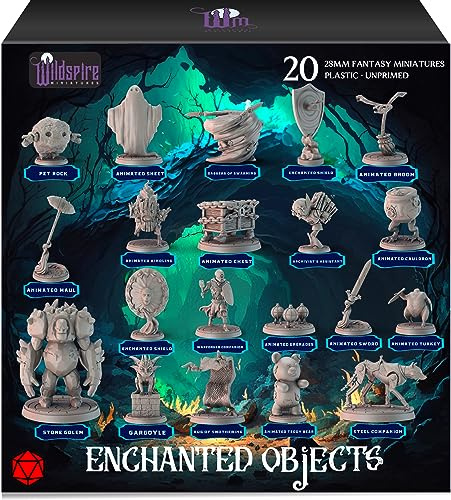 Wildspire 20 Objets Enchantés - Objets Animés Magiques pour Figurines DND 28-32 mm Donjons et Dragons Miniatures en Vrac Fantasy Spell Effects