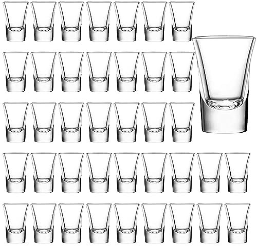 Set of 40 Shot Glasses - 1.4oz/40ml Mini Clear Glass With Heavy Base for Vodka, Whiskey, Tequila, Espresso and Liquor