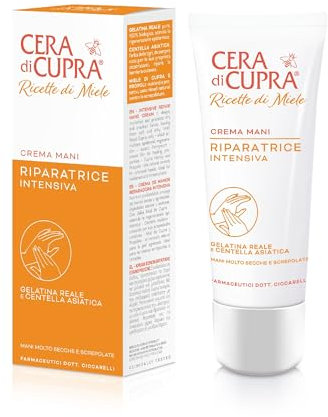 Cera di Cupra, Reparierende Handcreme, entwickelt für trockene und rissige Hände, lindert Irritationen und Rötungen, Made in Italy, Dermatologisch Getestet, Tube 75 ml