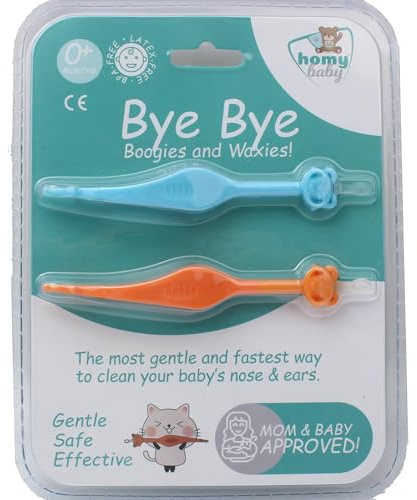 HOMYBABY® Beve, set di 2 pulitori nasali e orecchie per neonati e bambini, rimozione di cerume e mocco, per pulire facilmente e in modo sicuro il naso e la cera del tuo bambino (B, X2)