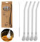 4 pcs Cuillère à Paille en Acier Inoxydable, Paille 304 Inox Réutilisables, Pailles à Boire Cuillère à Filtre, Pailles en Métal, avec cuillère filtrante, Amovible, Brosse,Pour Cocktail,Smoothie et Jus