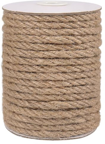 Vivifying 6mm Jute Rope, 50 Feet Strong Natural Jute Twine for Crafts, Cat Scratching Post, Garden Plants, Bundling and Hanging (Brown)