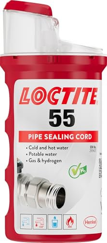 LOCTITE 55 Pipe Thread Sealant, Non Curing Plumbers Tape for Plumbing Pipes and Fittings, Reliable Fast Action Cord for Metal and Plastic, 160m
