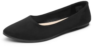 DREAM PAIRS Ballerines Femme Confortables à Bout Pointu en Suédine, Chaussures Plates à Enfiler pour Travail, Bureau ou Sorties,Size 41.5,Noir,DWUMFA2506