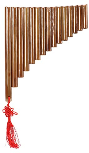 Flauto di Pan, Strumento a Fiato in bambù Naturale a 15 Tubi, Strumento Musicale Tradizionale Cinese Chiave G, Strumento a Fiato in Legno con Borsa per il Trasporto