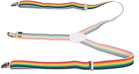 Clip and pull, aiuto per indossare pantaloni, cintura, lega di poliestere, lunghezza regolabile, aiuto per disabili anziani (strisce arcobaleno)