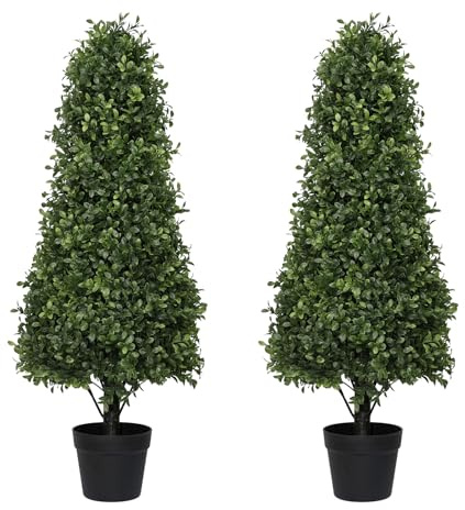 Azoco 3ft Artificial Boxwood Topiary Trees Faux Plants Outdoor Set of 2