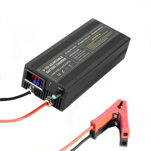 Caricabatterie LiFePO4 14,6V 60A con Regolazione di Precisione a Multigiro, Caricabatterie Litio 0-15V/0-60A Intelligente per Auto, Camion, Moto, Tosaerba, Barca