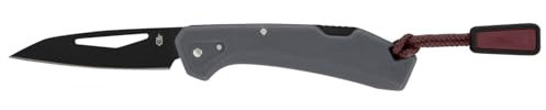 Gerber Taschenmesser mit Zugband, LST Mini, 440A Wharncliffe-Edelstahlklinge, Griffschalen aus glasfaserverstärktem Nylon, Klingenlänge: 4,8 cm, Grau, 1074536