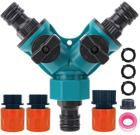 Garden Hose Splitter 2 Way,2 PCS Garden Tap Splitter with Individual On/Off Valves,Garden Hoses Tap Y Splitter Connector,Quick Hose End Connector for Irrigation Garden
