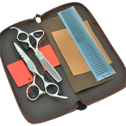 LXLAEOANG Tijeras de entresacar el Cabello de 5,5/6 Pulgadas, Tijeras Profesionales de peluquería, Herramientas de Corte de Pelo for salón para Corte de Pelo Bricolaje(Color 1)