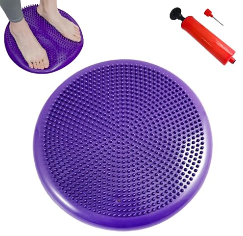 Ballsitzkissen mit Pumpe,Balancekissen, Orthopädisches Sitzballkissen, Physiokissen für Koordination- und Fitnesstraining,Luftkissen, Sitzkissen, Bürostuhl, Balance Kissen für Core, Yoga (Violett)
