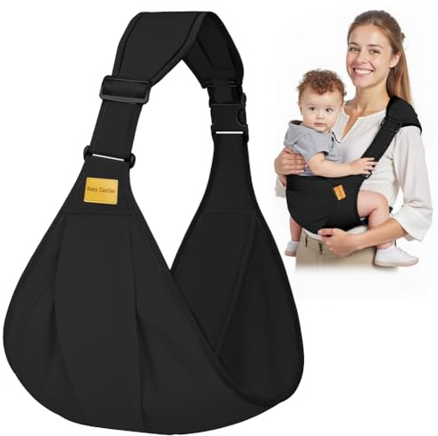 AOOWU Fascia Porta Bambino, Morbido Laterale Fascia Neonato, Fascia Porta Bebe Regolabile, Portatile Ergonomico Marsupio Neonato, per 0-36 Mesi, Capacità di Carico Massima di 25 Kg