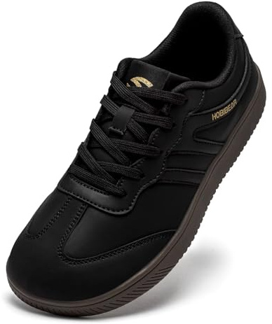 HOBIBEAR Womens Mens Barefoot Wide Minimalist Shoes Comfortable Fashion Sneakers(All Black, UK 7)