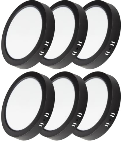 LUXULA LED Aufbauspot flach Schwarz 6 Stück, 6W 600lm Ø109x28mm, IP44 LED Aufputz, Spot CCT 3000K 4000K 6000K einstellbar, Deckenlampe Aufputz Aufbauleuchte, Spot für Bad, Küche, Flur & Wohnzimmer