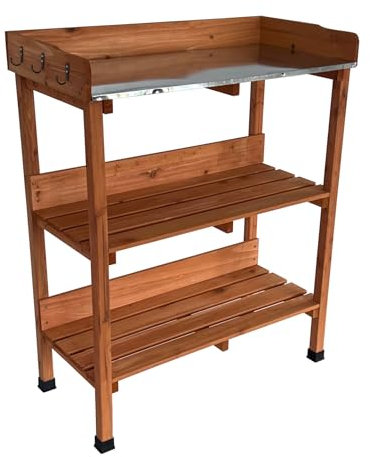 Oypla Wooden Potting Table Flower Plant Workbench Garden Greenhouse