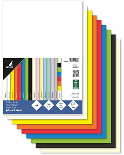 kangaro – lerpapper färgmix DIN A4-120 g/m² FSC mix – 100-pack – brevpapper pysselpapper DIY, K-0043F415, 120 gram