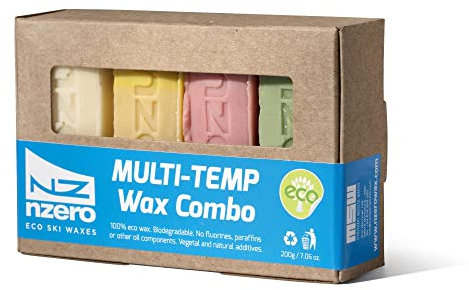 NZEROWAX - Pack of Eco Multi Temperatures Combo, 200 g 50 g (x4) | Organic Vegetable Wax Different Temperatures for Skiing, Snow
