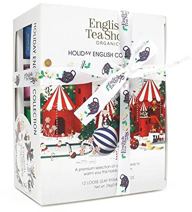 English Tea Shop - Coffret thé et infusions de Noël bio - Sélection d'hiver blanc - 2 thés et 2 infusions - Boîte de 12 sachets - Coffret cadeau thé à offrir - Cadeau de Noël petit prix