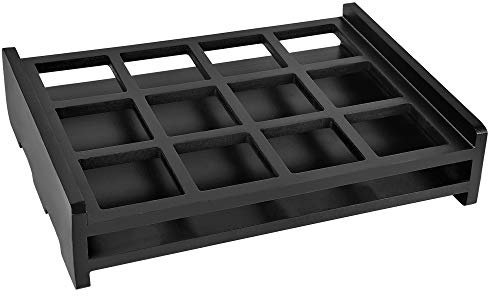 Milkary Shot Glass Holder, 12 Storage Holes Party Server Vintage Black Wood Shot Glass Tray (Shot Glass Not Included)