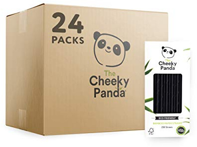 The Cheeky Panda – Cannucce di carta in bambù nere, confezione da 24 confezioni (6000 cannucce totali) | 100% biodegradabili, senza plastica, ecologiche, resistenti e sostenibili