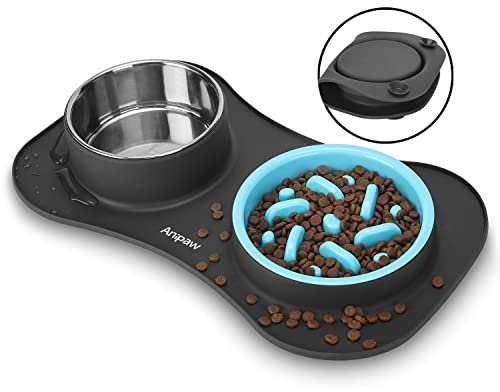 Slow Feeder Dog Bowls 3 in 1 Stainless Steel Food Water Bowl to Slow Eating