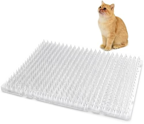 Yiteshi 10 Packs Scat Mat for Cats, 13X16 inches Pet Deterrent Spikes, Indoor Outdoor Humane Cat Repellent Fence (Transparent)