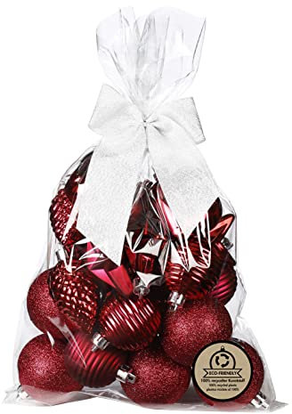 Inge-glas Weihnachtskugeln und Formen Kunststoff 5-7cm 30er Set mit Glitzer Christbaumkugeln Beere rosa