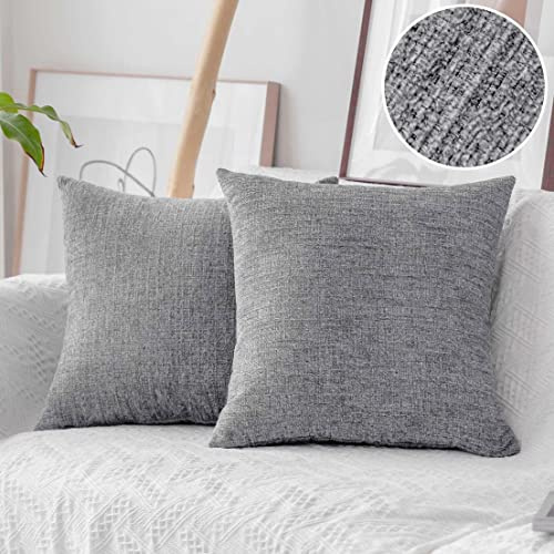 Home Brilliant Grey Large Cushions for Sofa, Soft Boho 60cm x 60cm Cushion Covers for Bed, Big Square Throw Pillowcases for Couch, Set of 2, 60 x 60, Grey White
