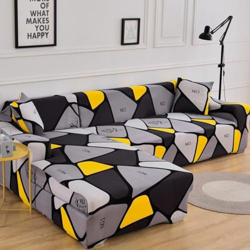 JunJiale Sofabezug, L-Form, Sektionalsofabezug, 2-teilig, weicher Stretch-Sofa-Schonbezug, Möbelschutz, Couch-Schonbezug (Sofa, 3-Sitzer + 4-Sitzer)