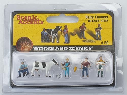 Woodland Scenics A1887 Dairy Farmers Cow Calf on the Arm Pitchfork Milking Figures Gauge H0 HO 1:87 Dairy Farmers