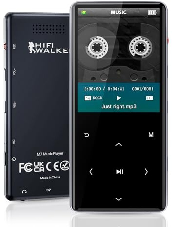 192 GB bärbar MP3-spelare med Bluetooth 5.0, 2,4 tum Srceen musikspelare inbyggd högtalare, miniröstinspelare med 64 GB mikro SD-kort, pekknappar, röstinspelare, e-book, hörlurar svarta