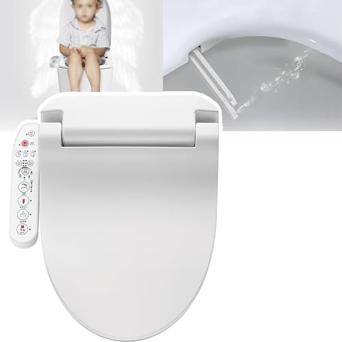 Elektrisk Smart Bidé Toalettsits, Sidoknapp, Vattentemperatur (34~40℃), Sätestemperatur (34~40℃), Vattentryck/4 Nivåer + Vindtemperatur/4 Nivåer, 19,9x14,88x5,4 Tum,White