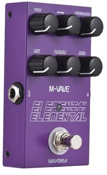 Btuty E Guitar ELEMENTAL Delay Effects Pedal TIME/9 Delay Effects Type/FEEDBACK/MIX/PARAM/MOD Knob DC 9V 6.35mm Input/Output Interface with TAP and HOLD Modes