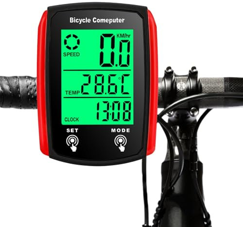 Fahrradcomputer 19 Funktionen Kilometerzähler IP54 Wasserdicht mit LED-Hintergrundbeleuchtetem Display Fahrradtacho, Automatischer Start/Stopp tacho Verkabelt HD-Tacho Fahrrad mit Bildschirm