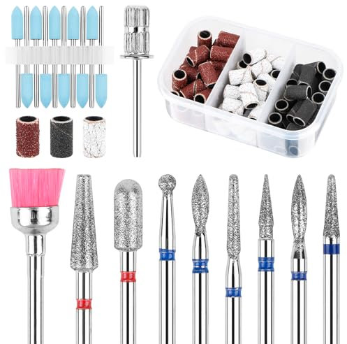 10 punte per fresa per unghie, con 75 pezzi, nastri abrasivi, in lega di tungsteno e ceramica, per gel acrilico/cuticle Removalper unghie gel