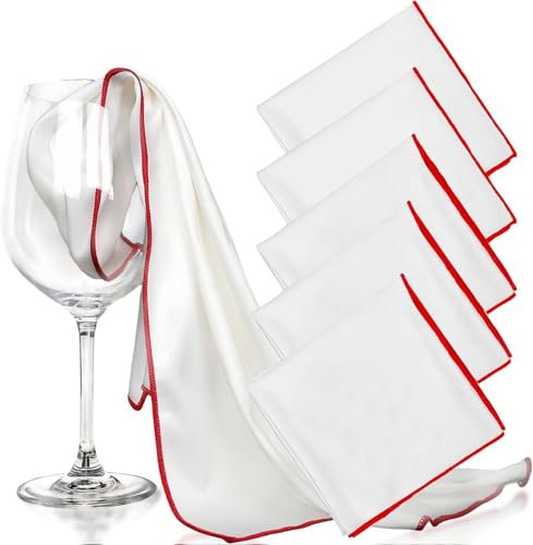 Clim Profesional 5 Paños de Pulido y Abrillantado de Cristalería y Vajillas. Paño de Microfibra Sin Pelusas Extra Grande para Hostelería. Extra Brillo en Copas, Decantador y Cristalería. 70x50CM
