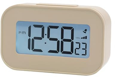Acctim Kyle Digital Alarm Clock, LCD Digital Display with White Backlight, Snooze Function, Volume Control (Sandstone)