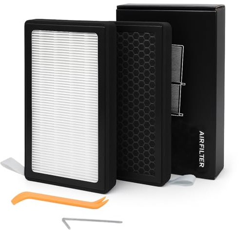 Innenraumfilter kompatibel mit Tesla Model Y & Model 3 – HEPA Ersatz Kabinenluftfilter mit Aktivkohle und Wabenstruktur – 2er Set, Schwarz