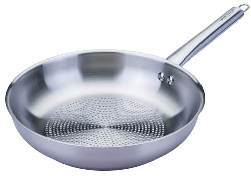 Fackelmann Padella Trimetallo Professionale Ø24 cm – Cottura Induzione e Tutti i Piani – Fondo Micro Strutturato per Cucina Sana e Croccante – Lavabile in Lavastoviglie – Linea Oval