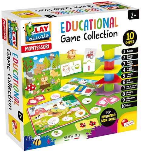 CAROTINA Lisciani Baby Educational Game Collection for Toddlers Aged 2+ - 10 Early Learning Activities - Puzzle, Memory, Numbers & Colours - Creative Gift - Italian Design, Pink